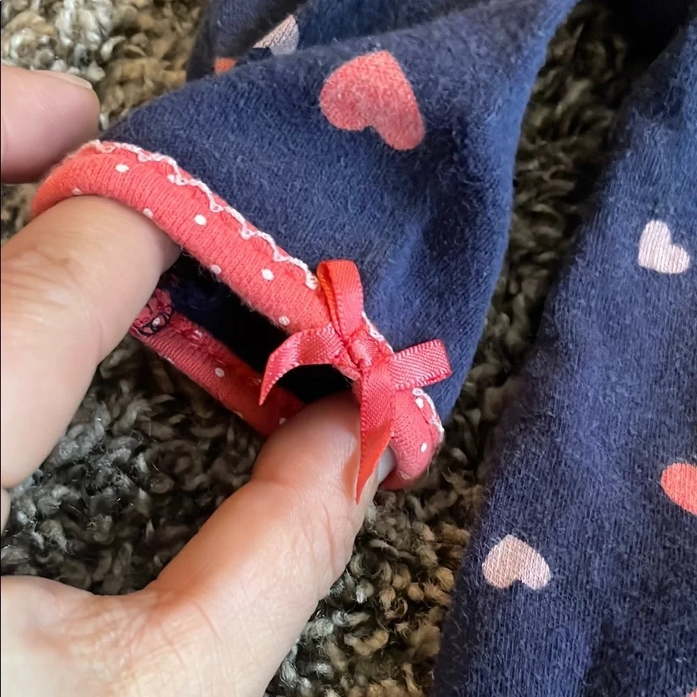Child of Mine Navy and Pink Heart Button-up Footie PJs